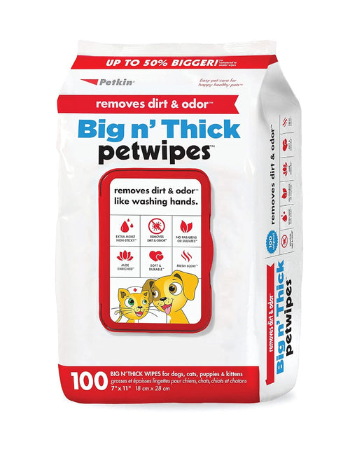 Load image into Gallery viewer, Pet Wipes for Dogs and Cats, 100 Large Wipes - Removes Dirt &amp; Odor like Washing Hands - Cleans Ears, Face, Butt, Eye Area - Convenient, Ideal for Home or Travel - 1 Pack of 100 Wipes
