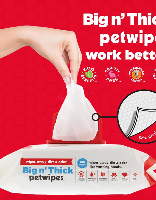 Load image into Gallery viewer, Pet Wipes for Dogs and Cats, 100 Large Wipes - Removes Dirt &amp; Odor like Washing Hands - Cleans Ears, Face, Butt, Eye Area - Convenient, Ideal for Home or Travel - 1 Pack of 100 Wipes

