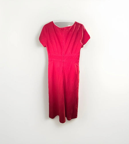 Lennie Red Short Sleeve Long Sheath Dress Scoop Neck Bow Accent